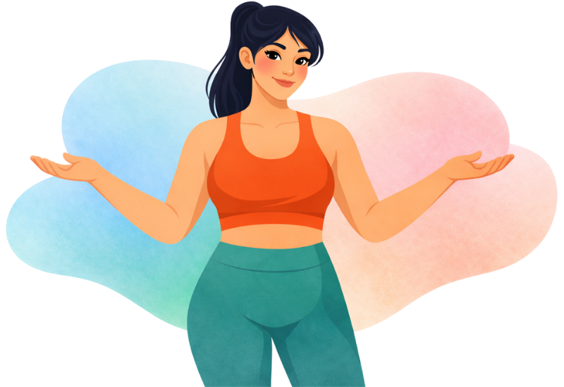 Illustration d’une femme en tenue de sport représentant les téléchargements fitness gratuits proposés sur FitDom