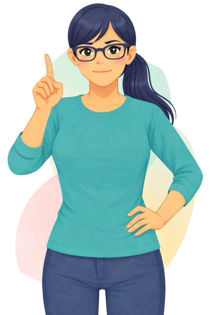 Illustration FitDom – femme donnant un conseil ou une information importante